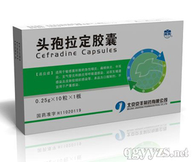頭孢拉定膠囊0.25g*10粒*1板